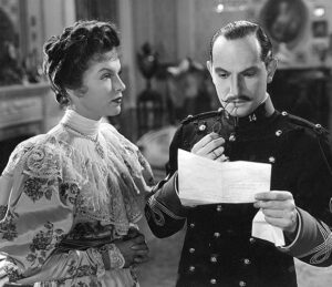Photo of Gale Sondergaard and Joseph Schildkraut as Lucie and Alfred Dreyfus.