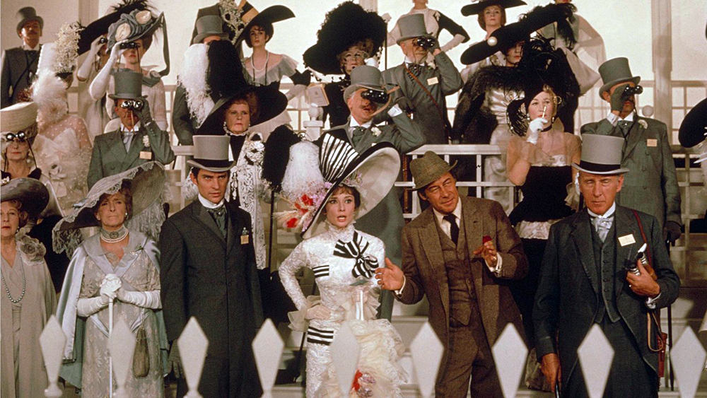 Photo of Isobel Elsom, Gladys Cooper, Jeremy Brett, Audrey Hepburn, Rex Harrison, and Wilfrid Hyde-White.