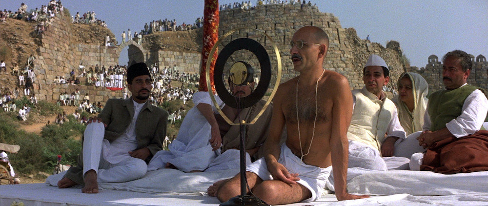 Photo of Ben Kingsley as Mahatma Gandhi.