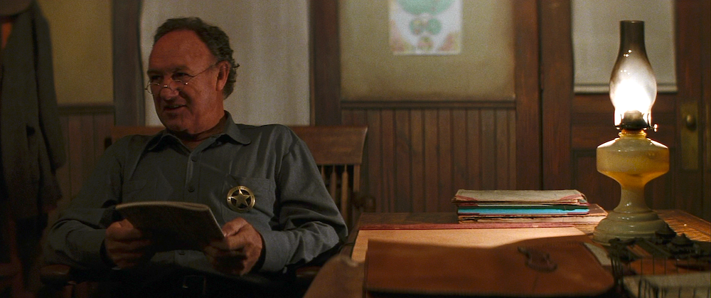 Photo of Gene Hackman as the ruthless sheriff Little Bill Daggett.
