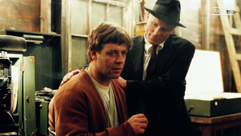 Photo of Russell Crowe as John Nash and Ed Harris as William Parcher.