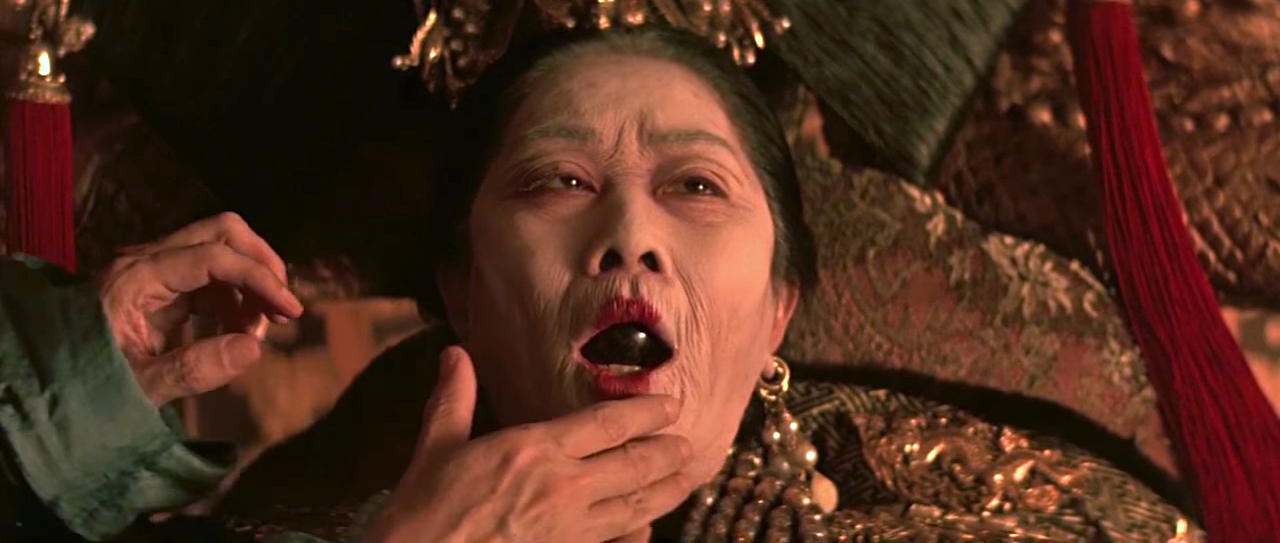 Lisa Lu as the Empress Dowager Cixi on her deathbed.