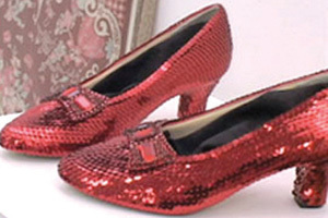 One of four known pairs of Ruby Slippers on display at the Judy Garland Museum in Grand Rapids, Minnesota.