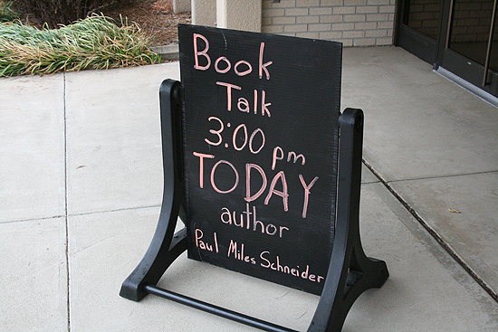 A welcoming sign at the library in Oakley, Kansas.