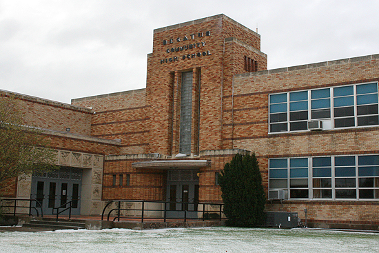 Decatur Community Junior/Senior High School - Oberlin, Kansas. You can even see a thin layer of snow and ice on the ground in this shot.
