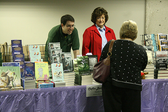 Dan Hochman and Stormy Lee Kennedy of Claflin Books and Copies in Manhattan were on hand to sell copies of "Silver Shoes" and other books of interest.