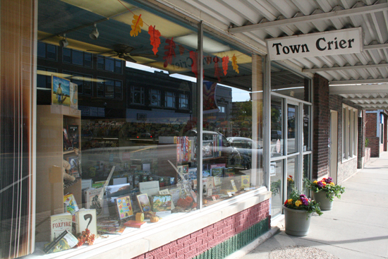The store front of Town Crier Bookstore in Emporia, Kansas. 2011.