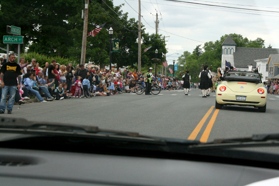 My POV of the parade from the inside of a convertible as I was driven slowly down the main street of town, smiling, waving, and snapping photos of the crowds!