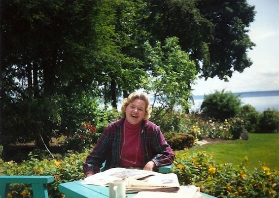 My mother Jo Anna March Clift around 1990. I surprised her when I took this candid photo while she read the newspaper at her cousins' waterfront house on Bainbridge Island, Washington.