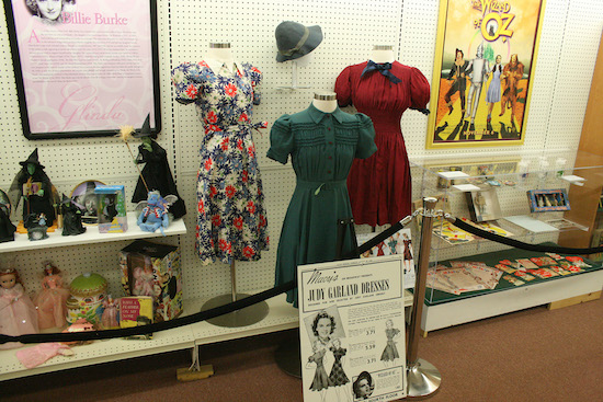 A collection of vintage Judy Garland dresses from Macy's. Such a great display courtesy of Jonathan Shirshekan at the All Things Oz Museum and Gift Shop.