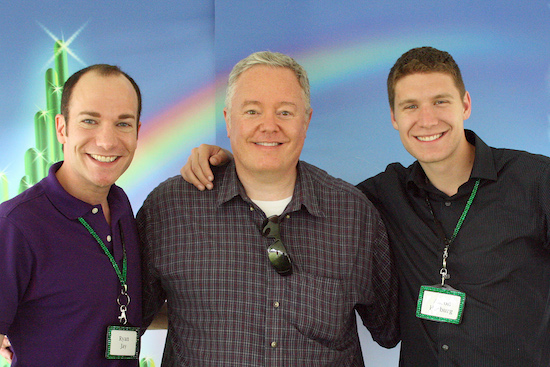 Ozzy photo-op: Paul Miles Schneider (center) was over the rainbow with these two guys all weekend long. That's film critic Ryan Jay on the left and Aaron Harburg, great-grandson of Oz lyricist "Yip" Harburg on the right. Oz-Stravaganza! 2014.
