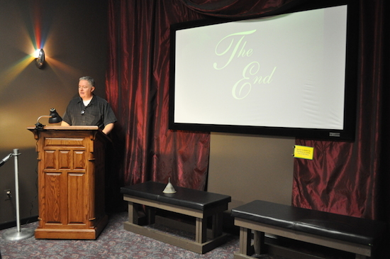 Photo of Paul Miles Schneider finishes up a presentation inside the Oz Museum - Wamego, Kansas.