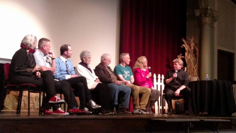 A panel discussion during OZtoberfest 2016, hosted by author and Oz expert John Fricke. (left to right:) Jane Albright, Johnpaul Cafiero, Ryan Jay, Charlene Baum, Roger S. Baum, Paul Miles Schneider, and Jane Lahr. The Colombian Theatre, Wamego, KS.