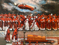 0013. Apotheosis of John Paul II. 28" x 22" (2005) Cardinals witnessing the ascension of the Pope during his funeral. Cardinals witnessing the ascension of the Pope during his funeral.