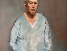 0016. The Painter #2. 24" x 30" (2003) Self-portrait of the artist. Self-portrait of the artist.