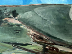 0024. The Stone Field I. 32" x 22" (2001) Landscape with vivid blue sky. Landscape with vivid blue sky.