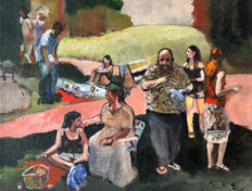 0032. Untitled. 20" x 18" (2003) A picnic gathering in a park. A picnic gathering in a park.