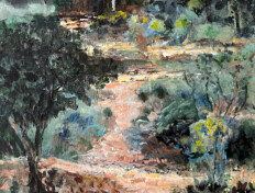 0033. Shrine. 14" x 18" (2000) Landscape of wooded ravine. Landscape of wooded ravine.