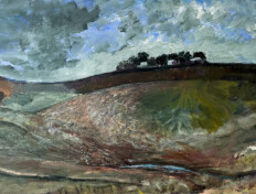 0071. The Stone Field II. 34" x 22" (2001) Landscape with turbulent sky. Landscape with turbulent sky.